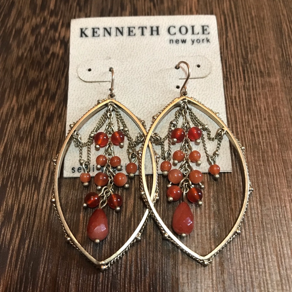 ❤️Host Pick❤️NWT Kenneth Cole Brushed Gold Semi-Precious chandelier earrings